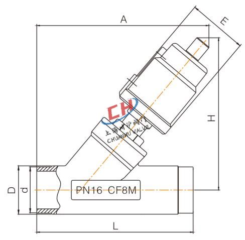 P3焊接氣動角座閥連接尺寸